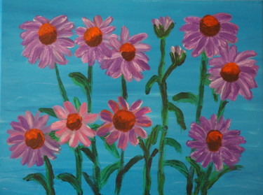 제목이 "Echinacea flowers (…"인 미술작품 Janina Krasnicka로, 원작, 아크릴