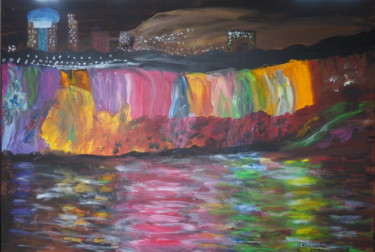 Painting titled "Nigara Falls in the…" by Janina Krasnicka, Original Artwork, Acrylic