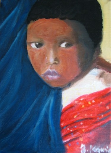 Peinture intitulée "Portrait d'Enfant" par Janine, Œuvre d'art originale