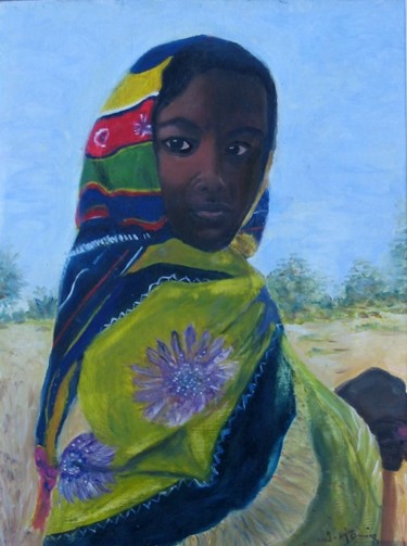 Peinture intitulée "Portrait de Femme" par Janine, Œuvre d'art originale