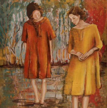 Peinture intitulée "Filles complices" par Janine Mary, Œuvre d'art originale, Huile