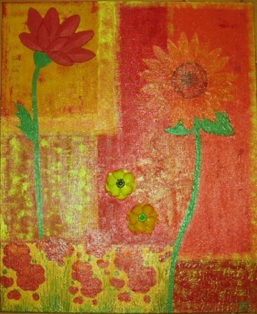 Peinture intitulée "Floraison en été" par Janine Roquessalane, Œuvre d'art originale