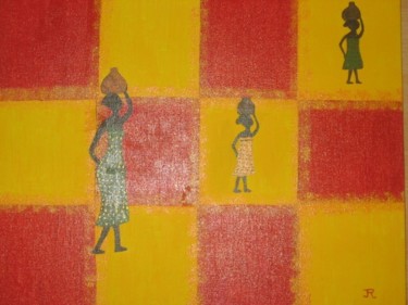 Peinture intitulée "Africaines" par Janine Roquessalane, Œuvre d'art originale
