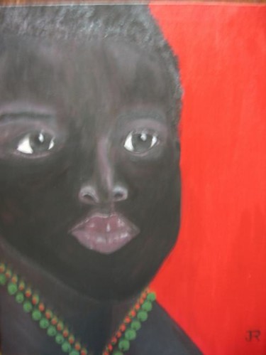 Peinture intitulée "petit enfant africa…" par Janine Roquessalane, Œuvre d'art originale