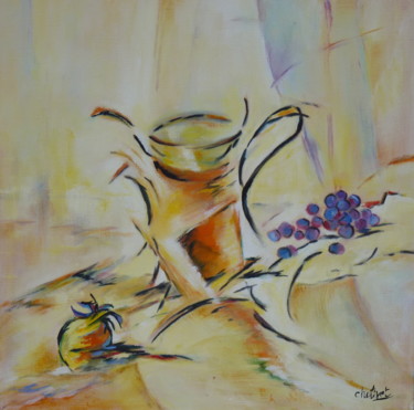 Картина под названием "Pot Jaune" - Janine Chetivet, Подлинное произведение искусства, Масло