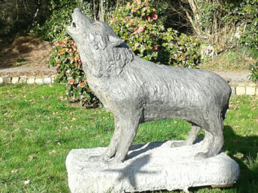 Sculpture intitulée "le loup des Monts d…" par Janine Le Cann, Œuvre d'art originale