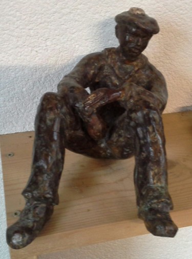 Sculpture intitulée "pompon rouge 2" par Janine Le Cann, Œuvre d'art originale, Bronze