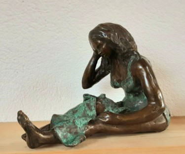 Rzeźba zatytułowany „Baigneuse à la serv…” autorstwa Janine Le Cann, Oryginalna praca, Brąz