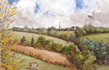 Peinture intitulée "les champs près de…" par Janine Le Cann, Œuvre d'art originale