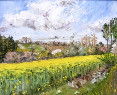 Peinture intitulée "champ de colza" par Janine Le Cann, Œuvre d'art originale