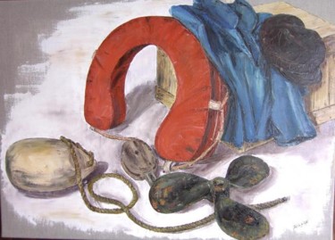 Painting titled "bouée" by Janine Le Cann, Original Artwork
