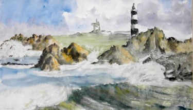 Painting titled "ouessant" by Janine Le Cann, Original Artwork