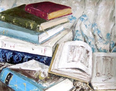 Peinture intitulée "les livres" par Janine Le Cann, Œuvre d'art originale