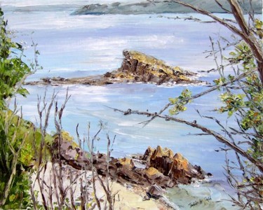 Peinture intitulée "l'île grise" par Janine Le Cann, Œuvre d'art originale