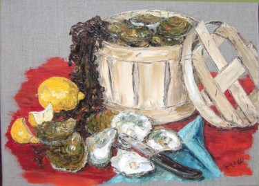 Painting titled "les huîtres" by Janine Le Cann, Original Artwork
