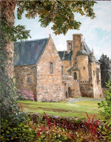 Pintura titulada "Le Château de Rosmo…" por Janine Le Cann, Obra de arte original