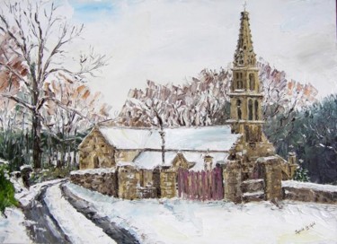 Peinture intitulée "neige à Ste Marguer…" par Janine Le Cann, Œuvre d'art originale