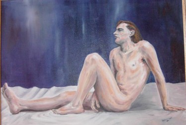Painting titled "nu homme" by Janine Le Cann, Original Artwork