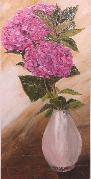 Pintura titulada "hortensias" por Janine Le Cann, Obra de arte original