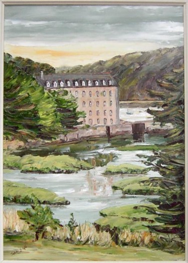 Peinture intitulée "moulin mer logonna" par Janine Le Cann, Œuvre d'art originale