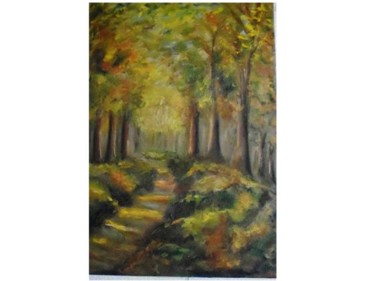 Peinture intitulée "chemin d'automne" par Janine Skayem, Œuvre d'art originale