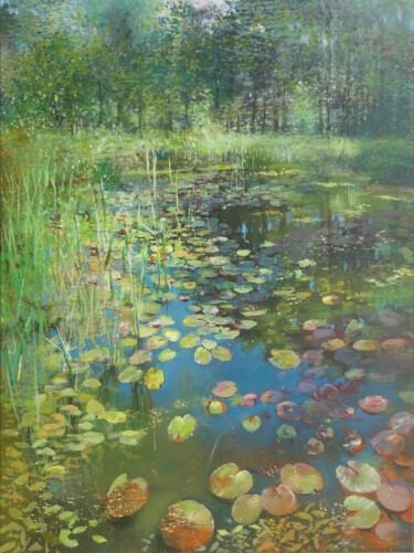 Malerei mit dem Titel "Pond" von Janis Zingitis, Original-Kunstwerk, Acryl