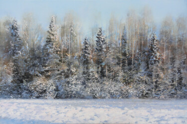 Painting titled "January Afternoon" by Janis Zingitis, Original Artwork, Acrylic Mounted on Wood Stretcher frame