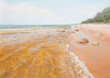Malarstwo zatytułowany „Baltic Sea at Tūja,…” autorstwa Janis Zingitis, Oryginalna praca, Akryl