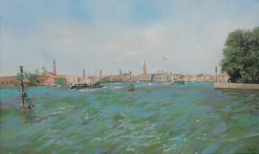 Painting titled "Venice, Plain Air S…" by Janis Zingitis, Original Artwork, Acrylic Mounted on Wood Stretcher frame