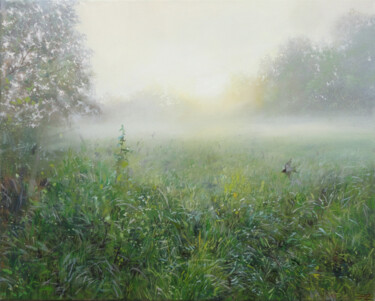 Картина под названием "Summer Evening" - Janis Zingitis, Подлинное произведение искусства, Масло Установлен на Деревянная ра…