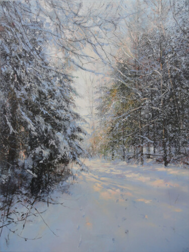 Malarstwo zatytułowany „Where Forest Ends” autorstwa Janis Zingitis, Oryginalna praca, Olej Zamontowany na Drewniana rama no…