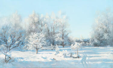 Pintura intitulada "Garden in Winter" por Janis Zingitis, Obras de arte originais, Óleo Montado em Armação em madeira