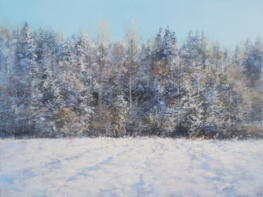 Pintura intitulada "Forest Side, Early…" por Janis Zingitis, Obras de arte originais, Óleo Montado em Armação em madeira