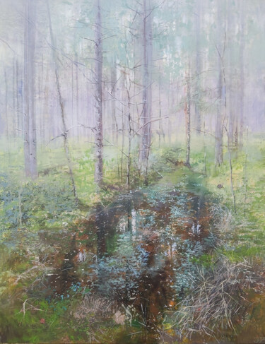 Картина под названием "The Coming of Spring" - Janis Zingitis, Подлинное произведение искусства, Акрил Установлен на Деревян…