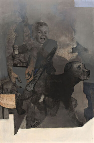 Schilderij getiteld "The Black Market" door Janis Zingitis, Origineel Kunstwerk