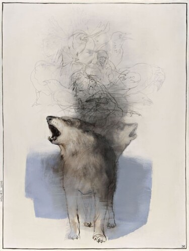 Peinture intitulée "Song of Wolves" par Janis Zingitis, Œuvre d'art originale