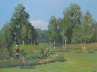 Painting titled "August_garden" by Janis Zingitis, Original Artwork
