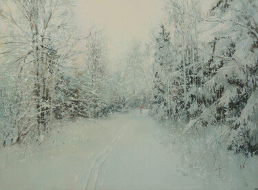 Malerei mit dem Titel "Landscape with a Cr…" von Janis Zingitis, Original-Kunstwerk, Öl