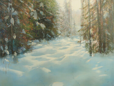 Pintura intitulada "Winter Light. Jaybi…" por Janis Zingitis, Obras de arte originais, Óleo