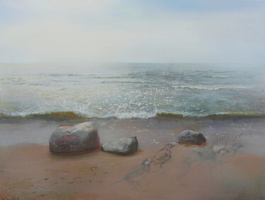 Pintura titulada "Baltic Beach at Vid…" por Janis Zingitis, Obra de arte original, Oleo