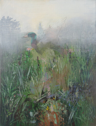 Schilderij getiteld "Vision of a Duck on…" door Janis Zingitis, Origineel Kunstwerk, Olie