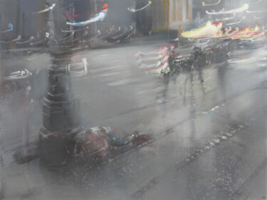 Картина под названием "Street in Copenhagen" - Janis Zingitis, Подлинное произведение искусства, Акрил Установлен на Деревян…