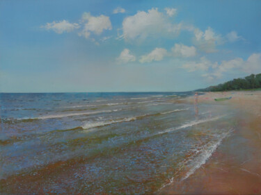 Pittura intitolato "On the Beach (Pludm…" da Janis Zingitis, Opera d'arte originale, Olio