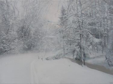 Pittura intitolato "Woodside in Winter.…" da Janis Zingitis, Opera d'arte originale, Olio