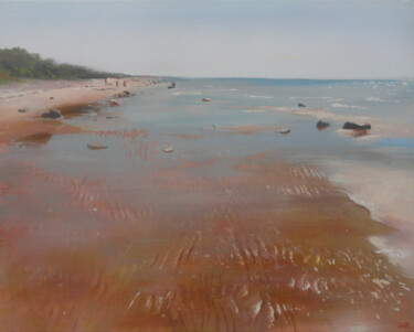 Картина под названием "Baltic Beach on Sun…" - Janis Zingitis, Подлинное произведение искусства, Масло