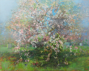 Peinture intitulée "Apple in Bloom" par Janis Zingitis, Œuvre d'art originale, Acrylique