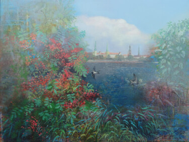 Pittura intitolato "Late Summer in Outs…" da Janis Zingitis, Opera d'arte originale, Acrilico