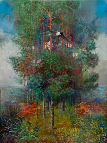 Painting titled "Pines of the Baltic…" by Janis Zingitis, Original Artwork, Acrylic
