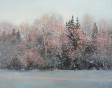Peinture intitulée "Sunset in Winter" par Janis Zingitis, Œuvre d'art originale, Huile