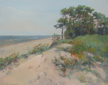 Painting titled "Baltic Beach at Ber…" by Janis Zingitis, Original Artwork, Acrylic Mounted on Wood Stretcher frame